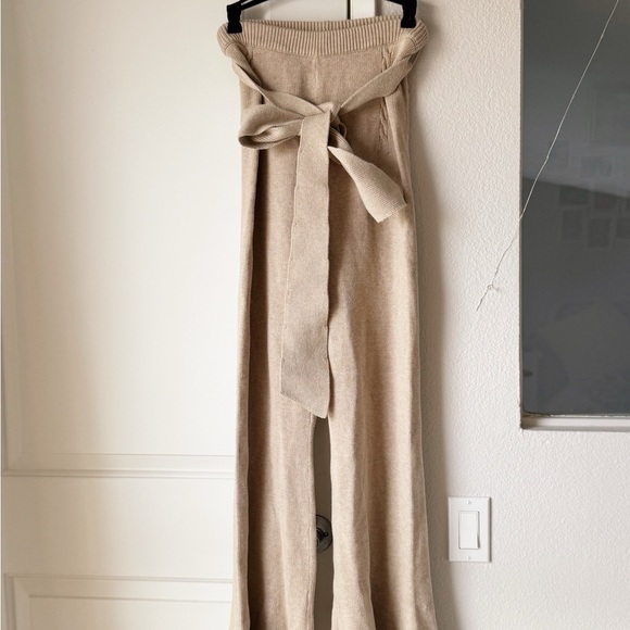 NEW JOSLIN STUDIO Lucia Knit Cotton Cashmere Cream Pants with Belt S(4)Size - Picture 2 of 6